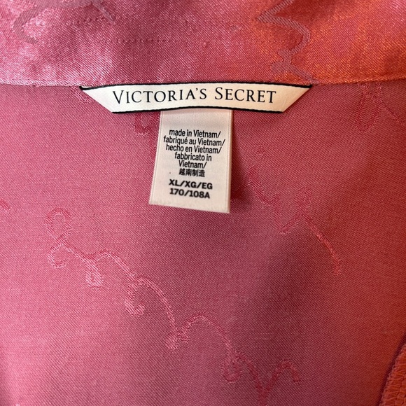 Victoria Secret Satin Pink Logo Tie Sleep Romper Women's Size XL - Picture 5 of 5